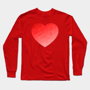 Red gradient geometric mesh pattern heart Valentines day love Long Sleeve T-Shirt